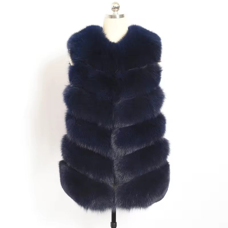 Standard length diagonal fox fur vest - WGLUVF