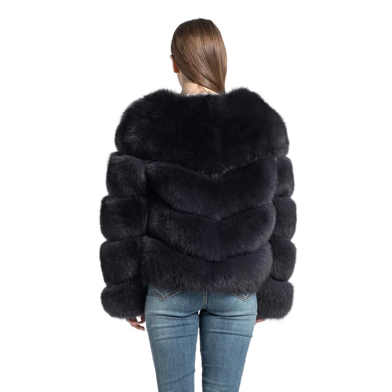 Diagonal fox fur coat - WGLUVF