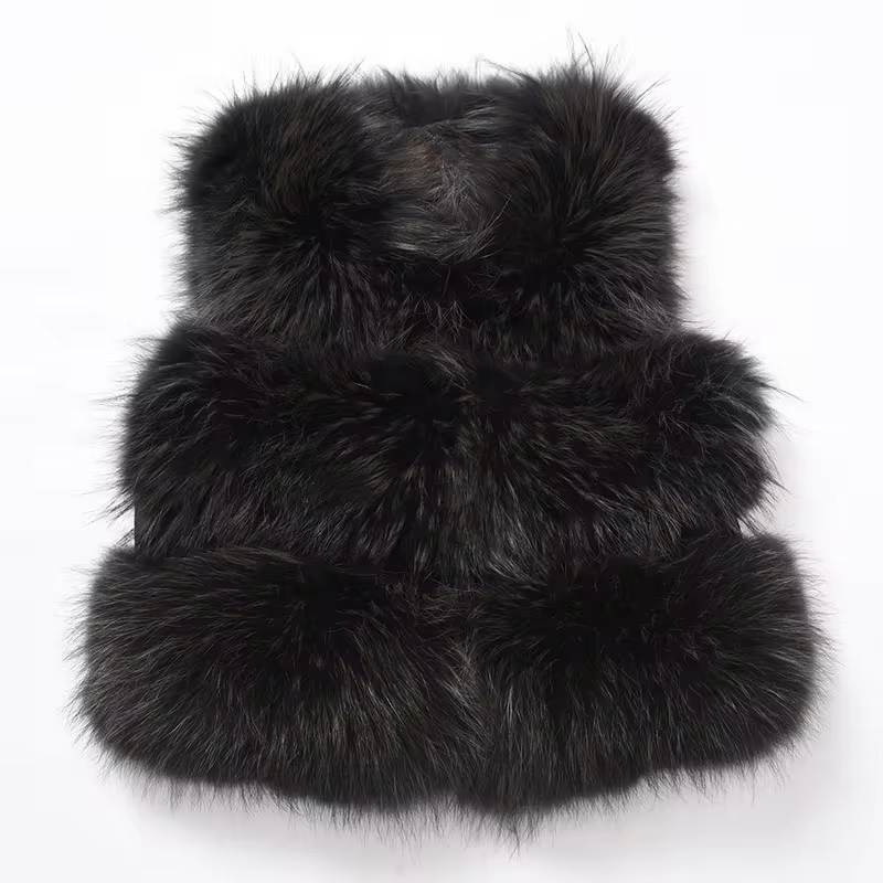 Short Real Fashion Lady Natural Raccoon Fur vest WG-STVT45-45 - WGLUVF