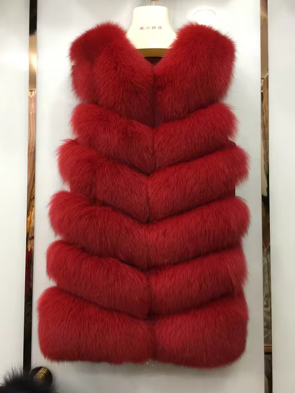 Standard length diagonal fox fur vest - WGLUVF