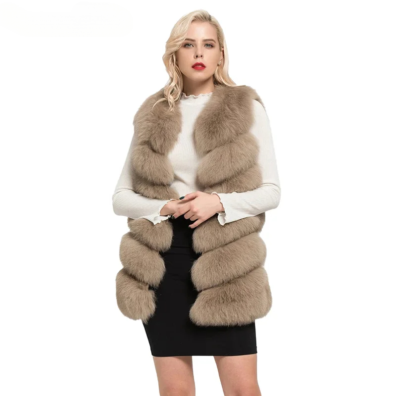 Standard length diagonal fox fur vest - WGLUVF