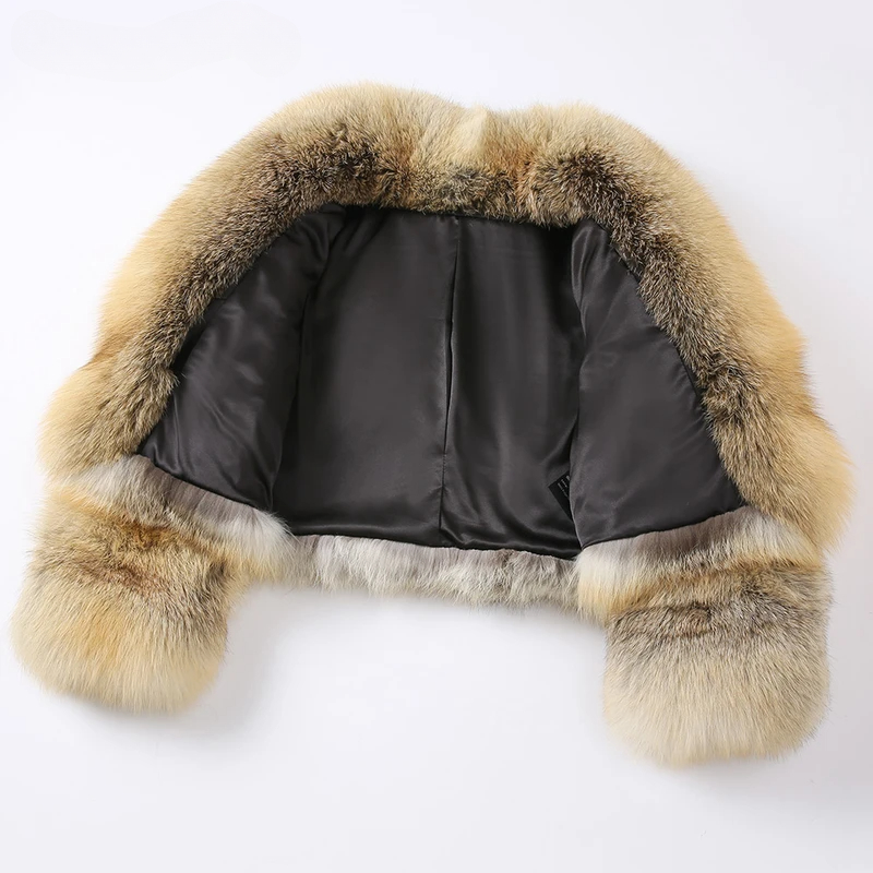 Full fur leather jacket women's coat - WGLUVF
