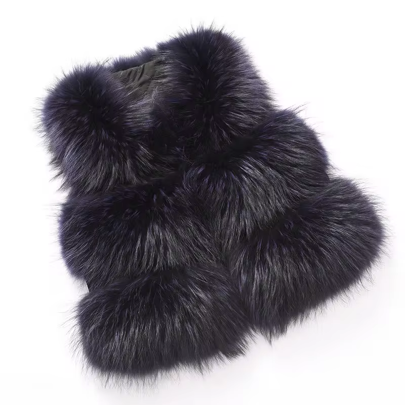 Short Real Fashion Lady Natural Raccoon Fur vest WG-STVT45-45 - WGLUVF