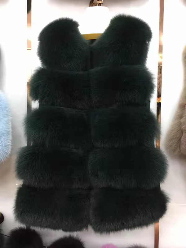 Standard length  fox real fur vest new 5-row style vest WG-5-row/70 - WGLUVF