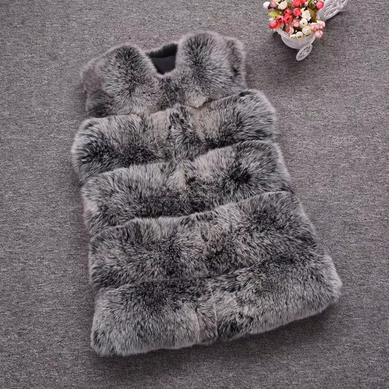 Standard length  fox real fur vest new 5-row style vest WG-5-row/70 - WGLUVF