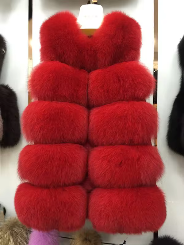Standard length  fox real fur vest new 5-row style vest WG-5-row/70 - WGLUVF