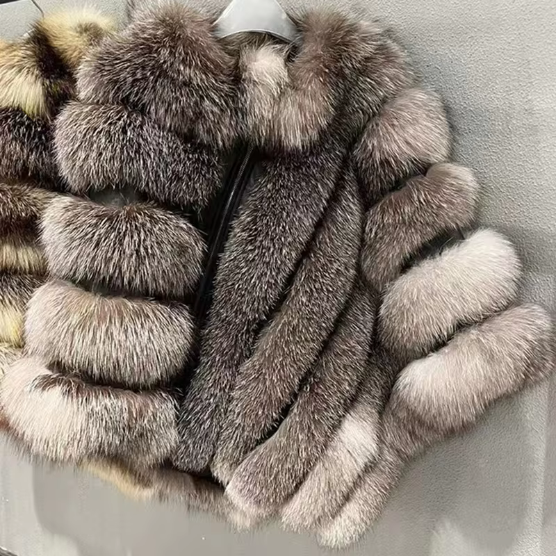 Women's Thick Warm Winter Poncho Natural Fox Fur High Quality Luxury Capes Lady Fluffy Shawls - WGLUVF