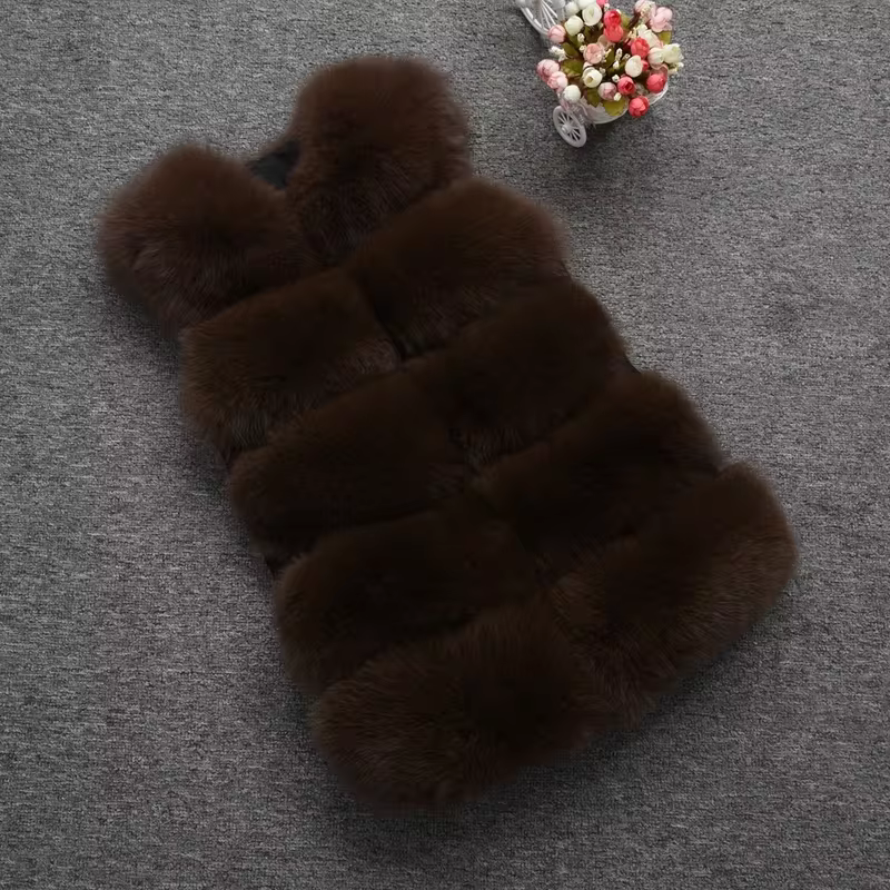 Standard length  fox real fur vest new 5-row style vest WG-5-row/70 - WGLUVF