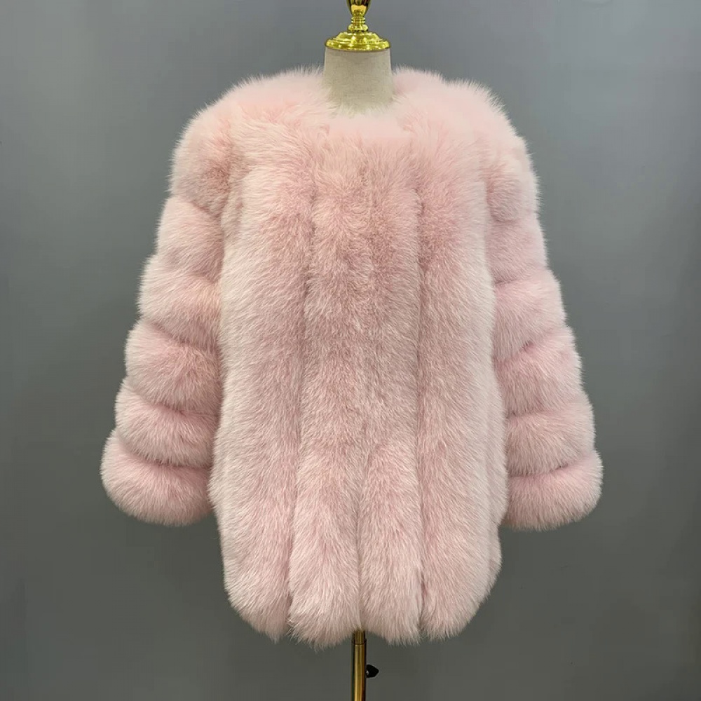 Natural Fox Fur Coat Thick Fluffy Genuine Fur Long Jacket Winter Women Fashion Outerwear - WGLUVF