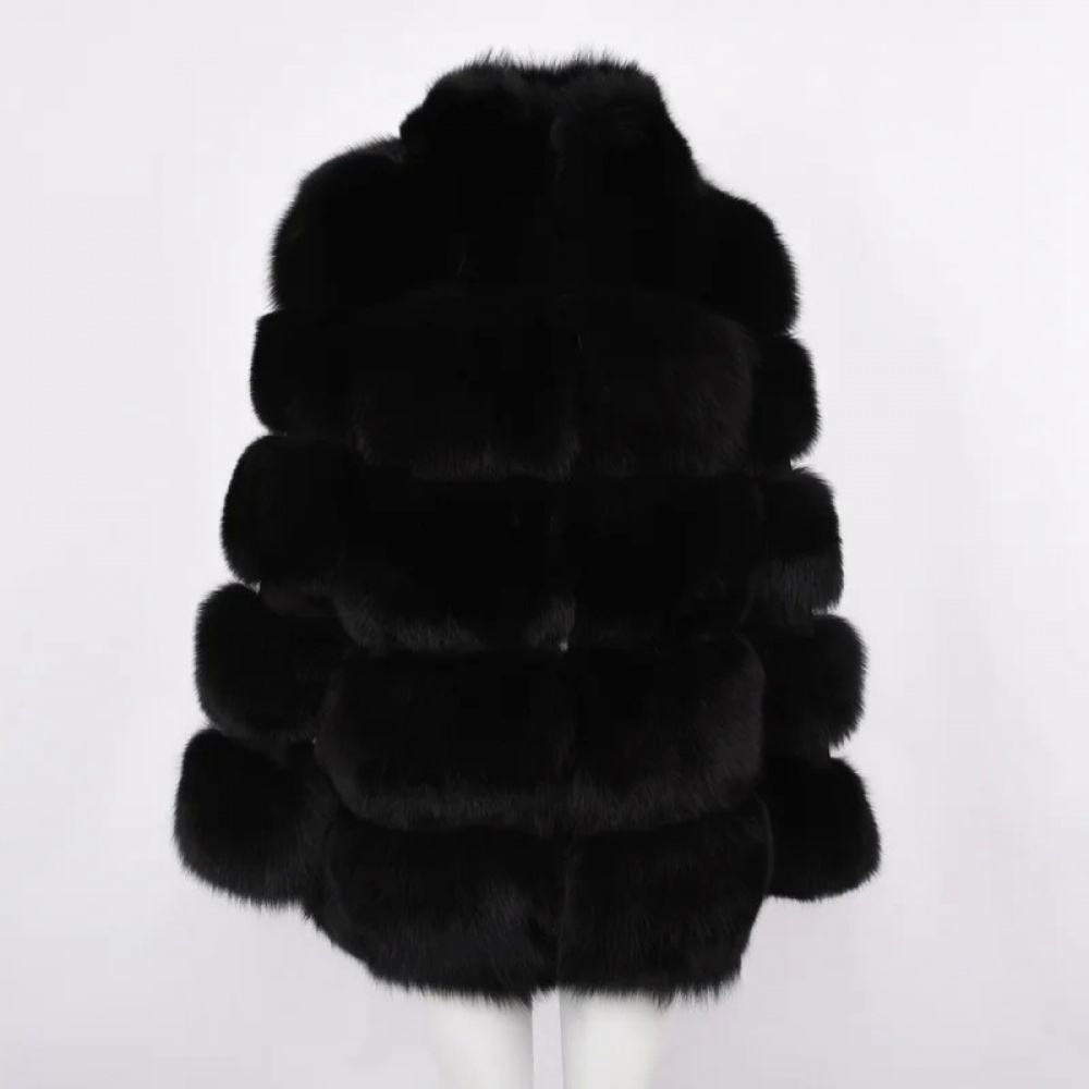Fur medium long bread block fox fur coat - WGLUVF