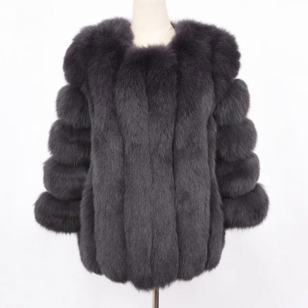 Natural Fox Fur Coat Thick Fluffy Genuine Fur Long Jacket Winter Women Fashion Outerwear - WGLUVF