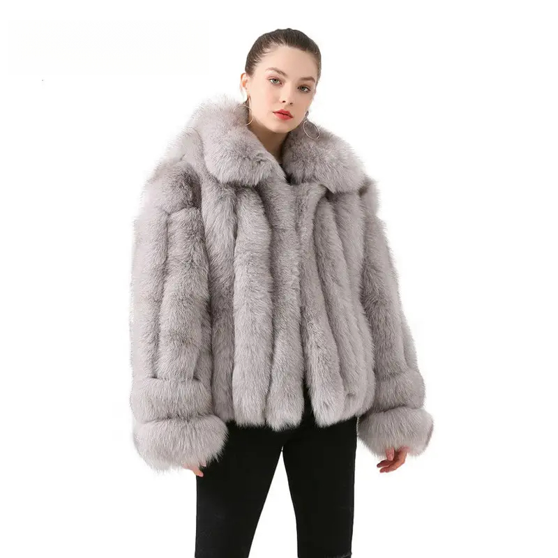 Real fox fur coat natural fox fur coat with collar thick fur women winter - WGLUVF