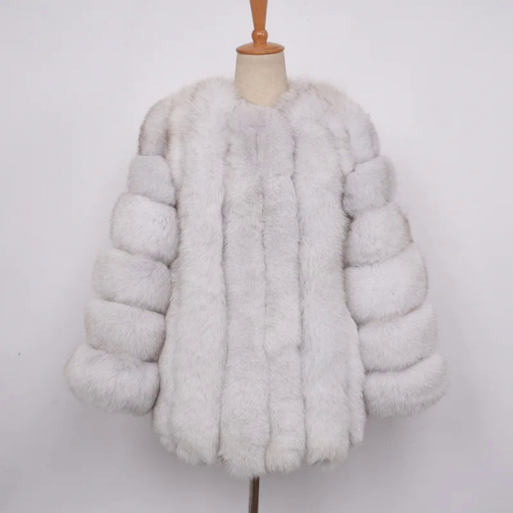 Natural Fox Fur Coat Thick Fluffy Genuine Fur Long Jacket Winter Women Fashion Outerwear - WGLUVF