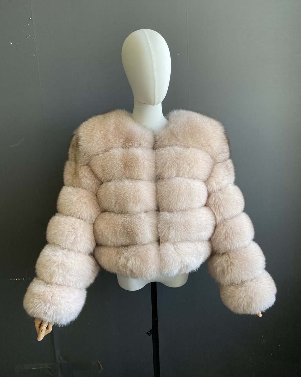 Classic fox fur short long sleeved jacket Add long sleeves - WGLUVF