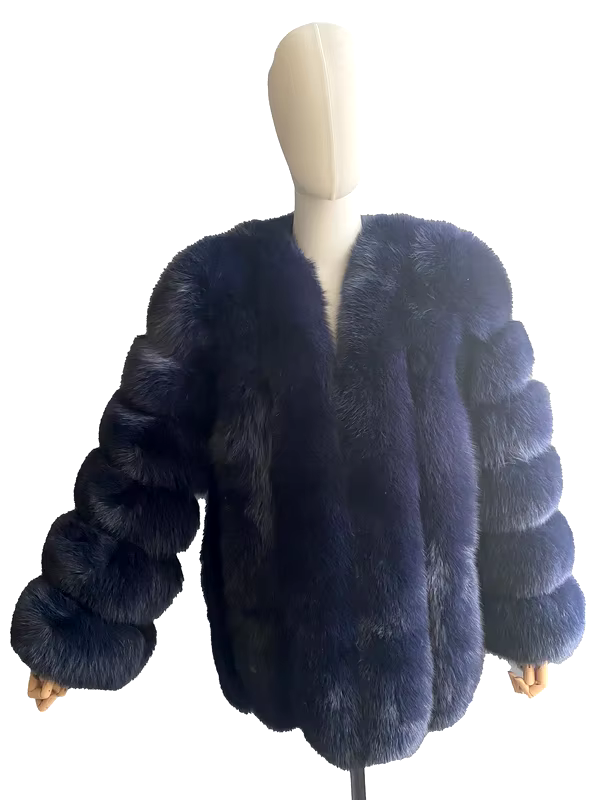 Large size ladies winter fox fur jacket long sleeve winter jacket ladies real fox fur coat leather jacket - WGLUVF