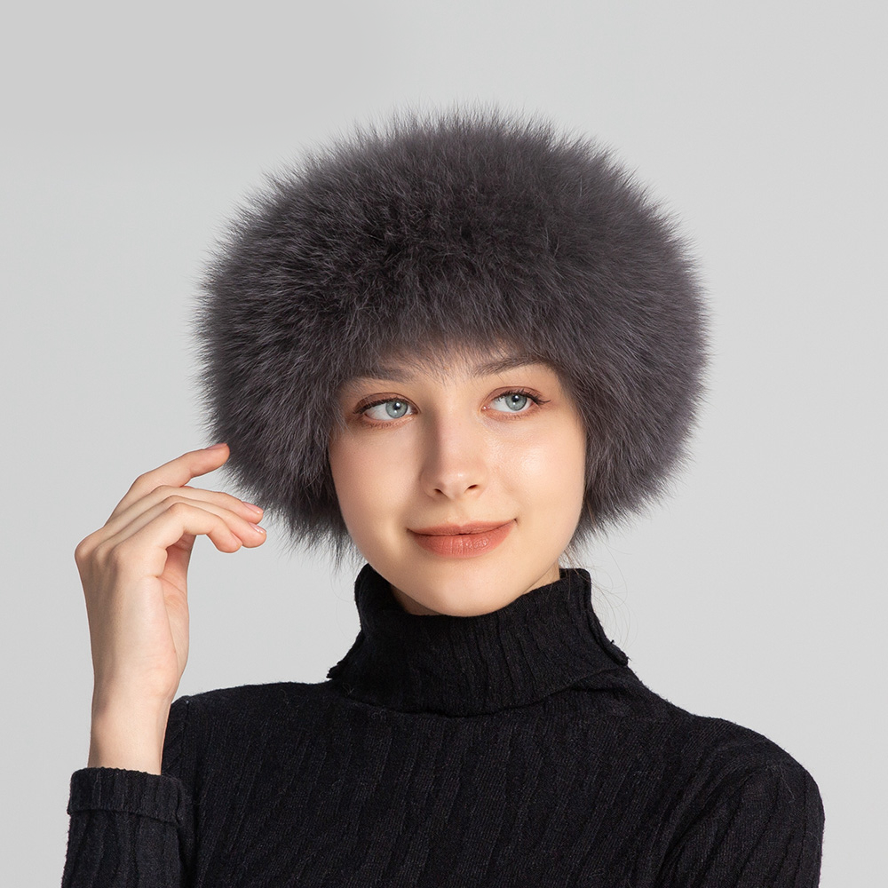 Winter Fashion Elastic Headband Fox Fur Headwear Racccoon Fur Women's Fluffy Real Fur Band - WGLUVF