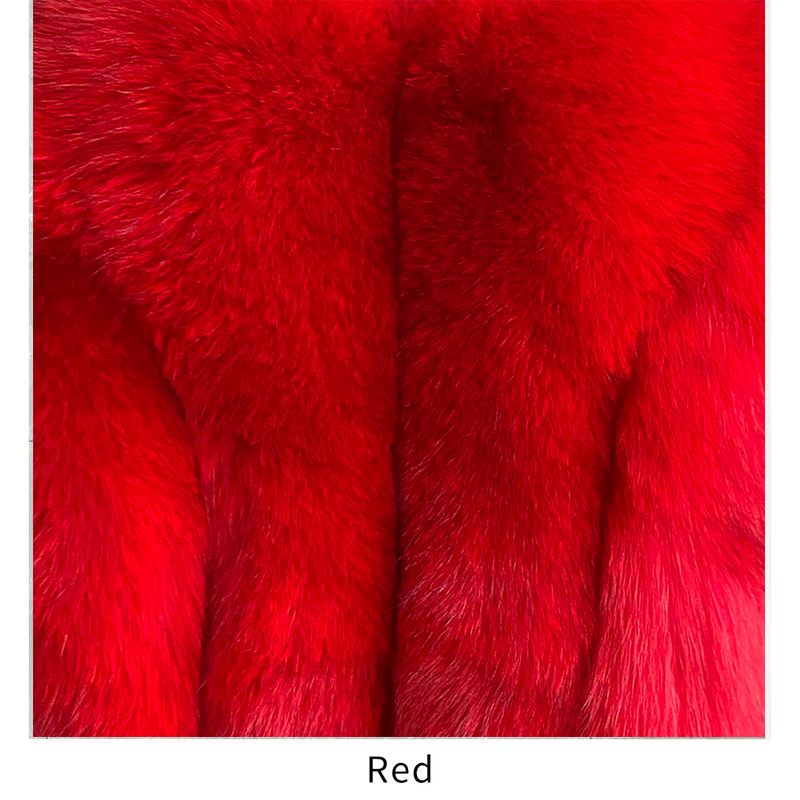 Fashion Natural Red Fox Fur Coat Women Warm Thick Big Shawl Fur Collar Coat - WGLUVF