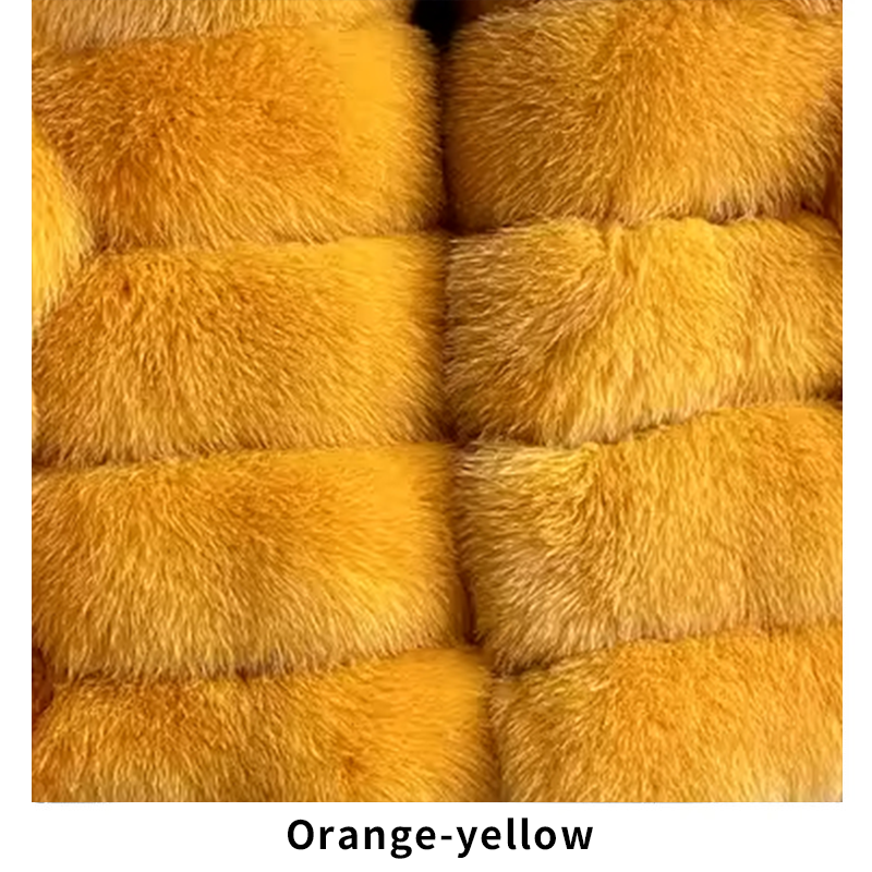 Fashion Natural Red Fox Fur Coat Women Warm Thick Big Shawl Fur Collar Coat - WGLUVF