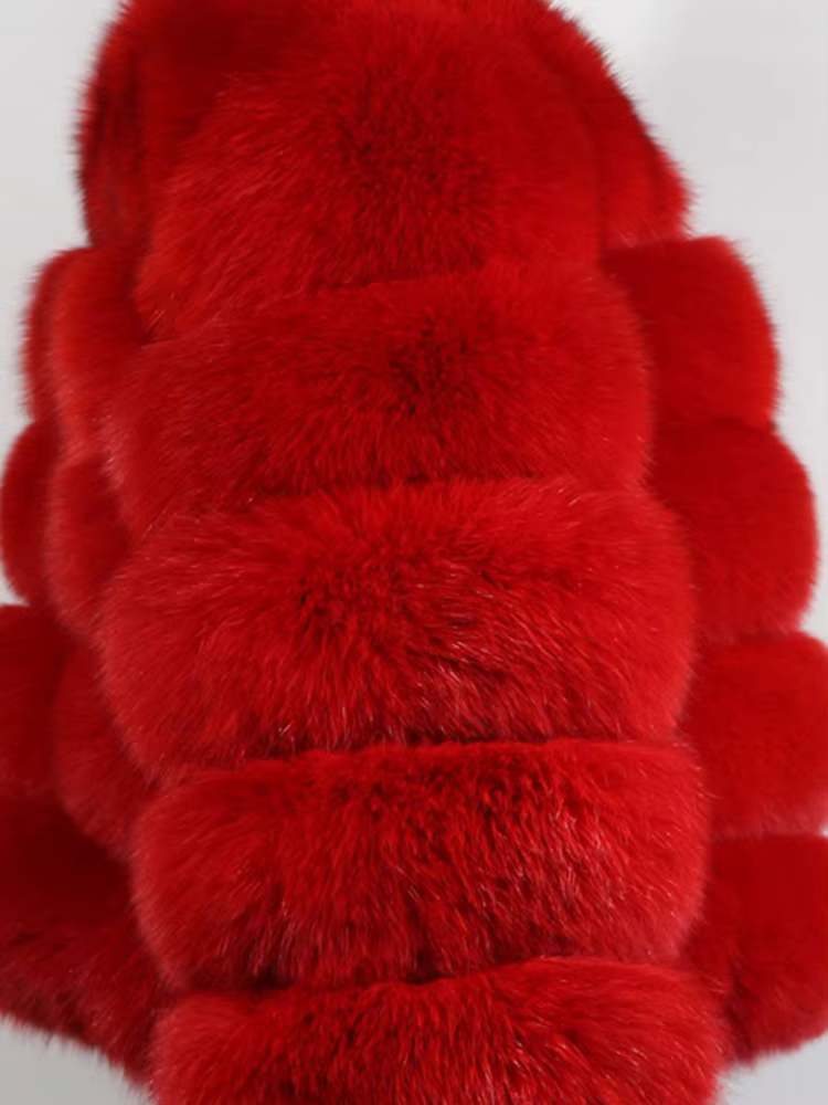 Fashion Winter Real Fox Fur Jacket Hat Oversized Hood Fur Fox Jacket Home Casual High Street Popular - WGLUVF