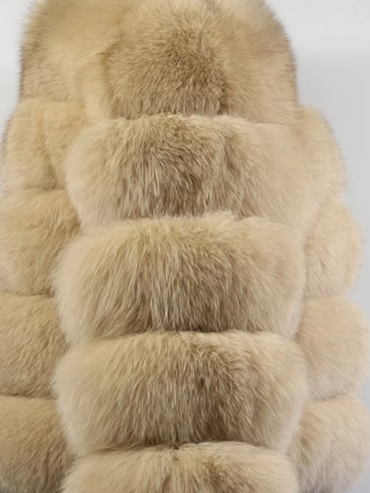 Fashion Winter Real Fox Fur Jacket Hat Oversized Hood Fur Fox Jacket Home Casual High Street Popular - WGLUVF