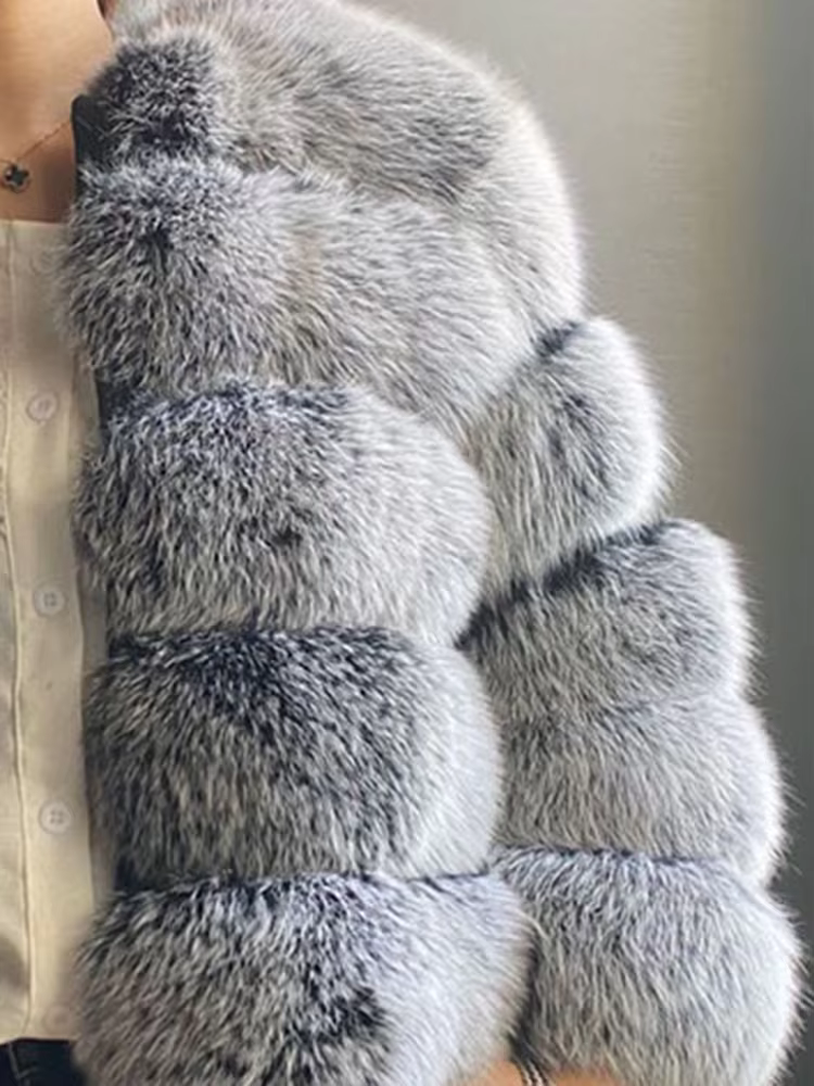 Fashion Winter Real Fox Fur Jacket Hat Oversized Hood Fur Fox Jacket Home Casual High Street Popular - WGLUVF