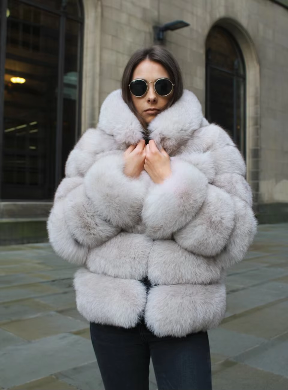 Fashion Winter Real Fox Fur Jacket Hat Oversized Hood Fur Fox Jacket Home Casual High Street Popular - WGLUVF