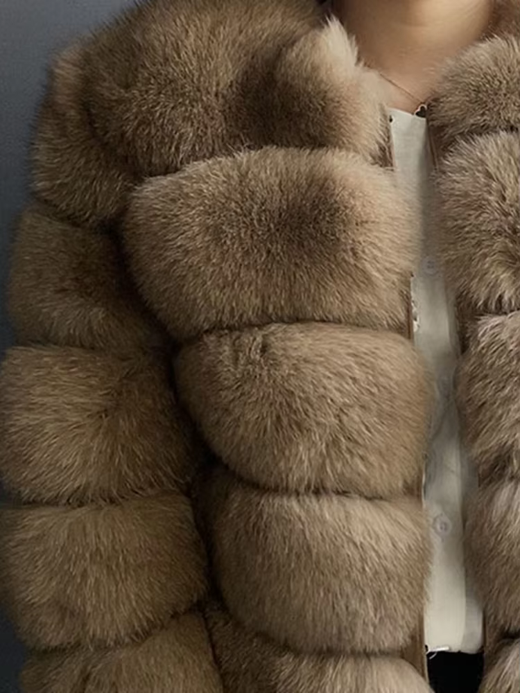 Fashion Winter Real Fox Fur Jacket Hat Oversized Hood Fur Fox Jacket Home Casual High Street Popular - WGLUVF