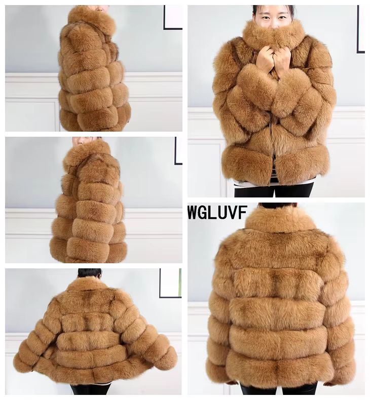 Winter women's Jacket Real Fox fur coat Stand Collar high street Coat real Fox Fur jackets women's coats in promotion WGLUVF FUR - WGLUVF