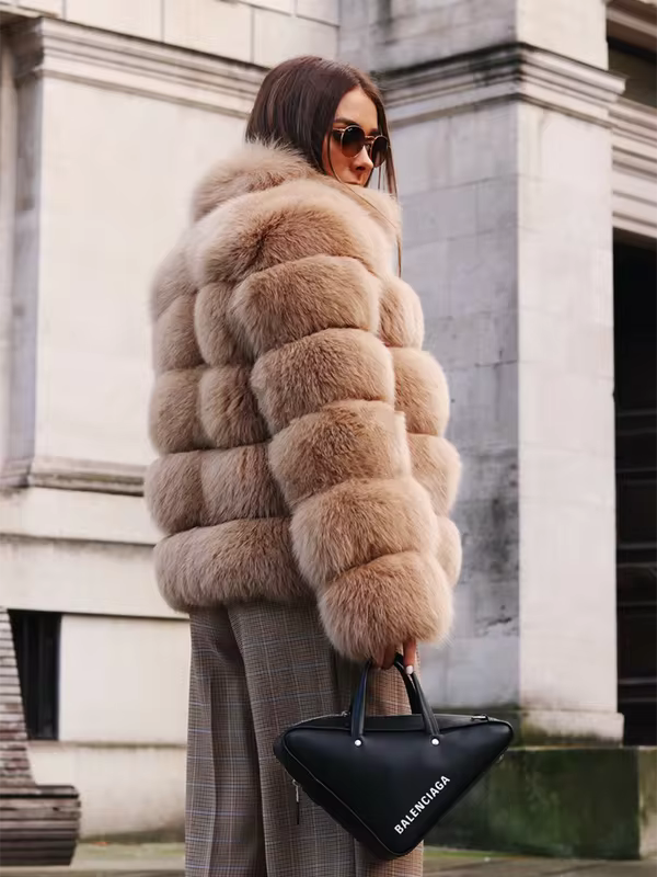 Winter women's Jacket Real Fox fur coat Stand Collar high street Coat real Fox Fur jackets women's coats in promotion WGLUVF FUR - WGLUVF