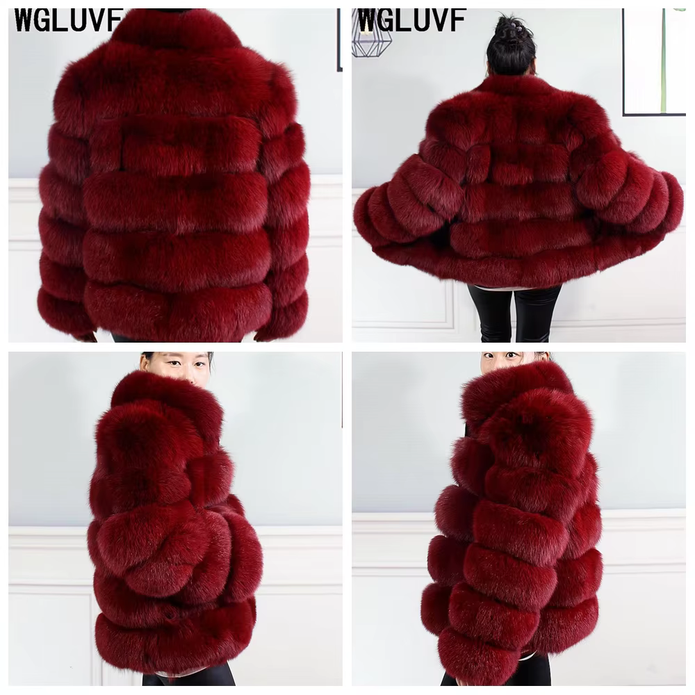 Winter women's Jacket Real Fox fur coat Stand Collar high street Coat real Fox Fur jackets women's coats in promotion WGLUVF FUR - WGLUVF