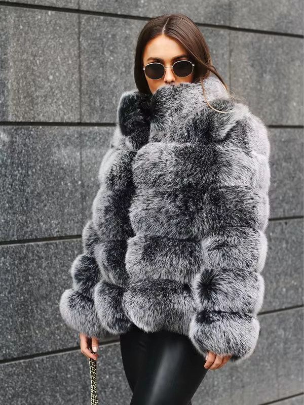 Winter women's Jacket Real Fox fur coat Stand Collar high street Coat real Fox Fur jackets women's coats in promotion WGLUVF FUR - WGLUVF