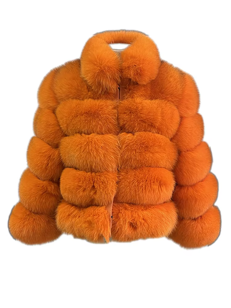 Winter women's Jacket Real Fox fur coat Stand Collar high street Coat real Fox Fur jackets women's coats in promotion WGLUVF FUR - WGLUVF