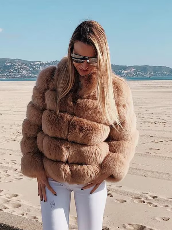 Winter women's Jacket Real Fox fur coat Stand Collar high street Coat real Fox Fur jackets women's coats in promotion WGLUVF FUR - WGLUVF