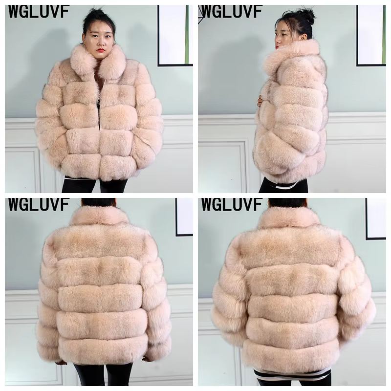Winter women's Jacket Real Fox fur coat Stand Collar high street Coat real Fox Fur jackets women's coats in promotion WGLUVF FUR - WGLUVF