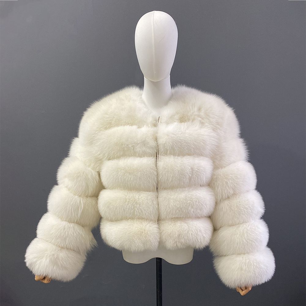 Classic fox fur short long sleeved jacket Add long sleeves - WGLUVF