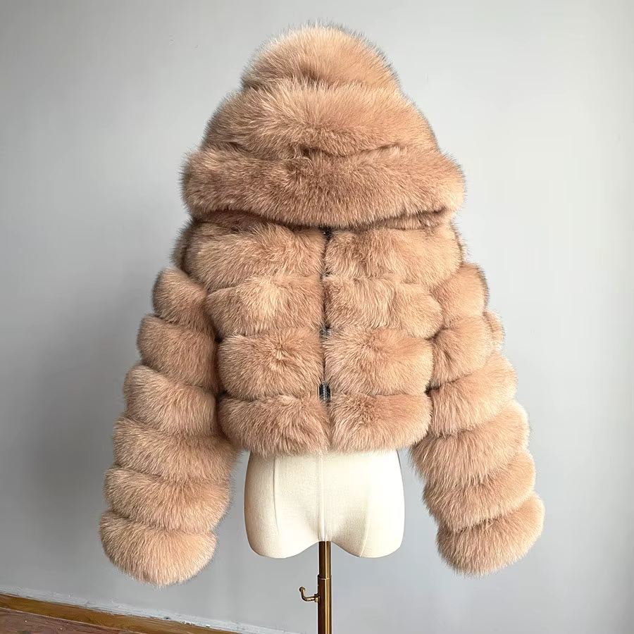 Real fox skin jacket women's winter short jacket (customizable) - WGLUVF