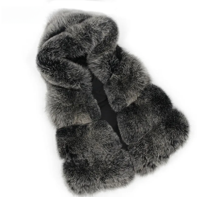 Women's fur real fox skin vest hood vest - WGLUVF