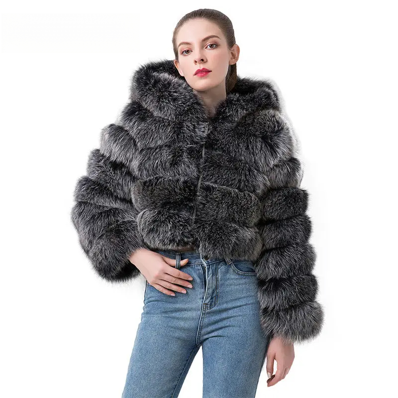 Real fox skin jacket women's winter short jacket (customizable) - WGLUVF