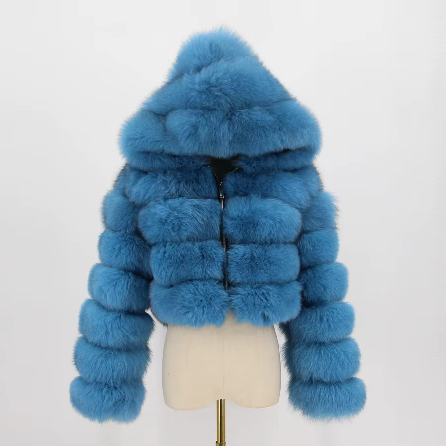 Real fox skin jacket women's winter short jacket (customizable) - WGLUVF