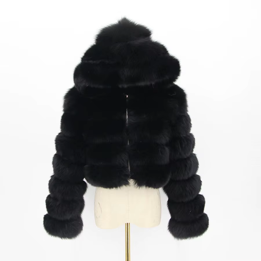 Real fox skin jacket women's winter short jacket (customizable) - WGLUVF