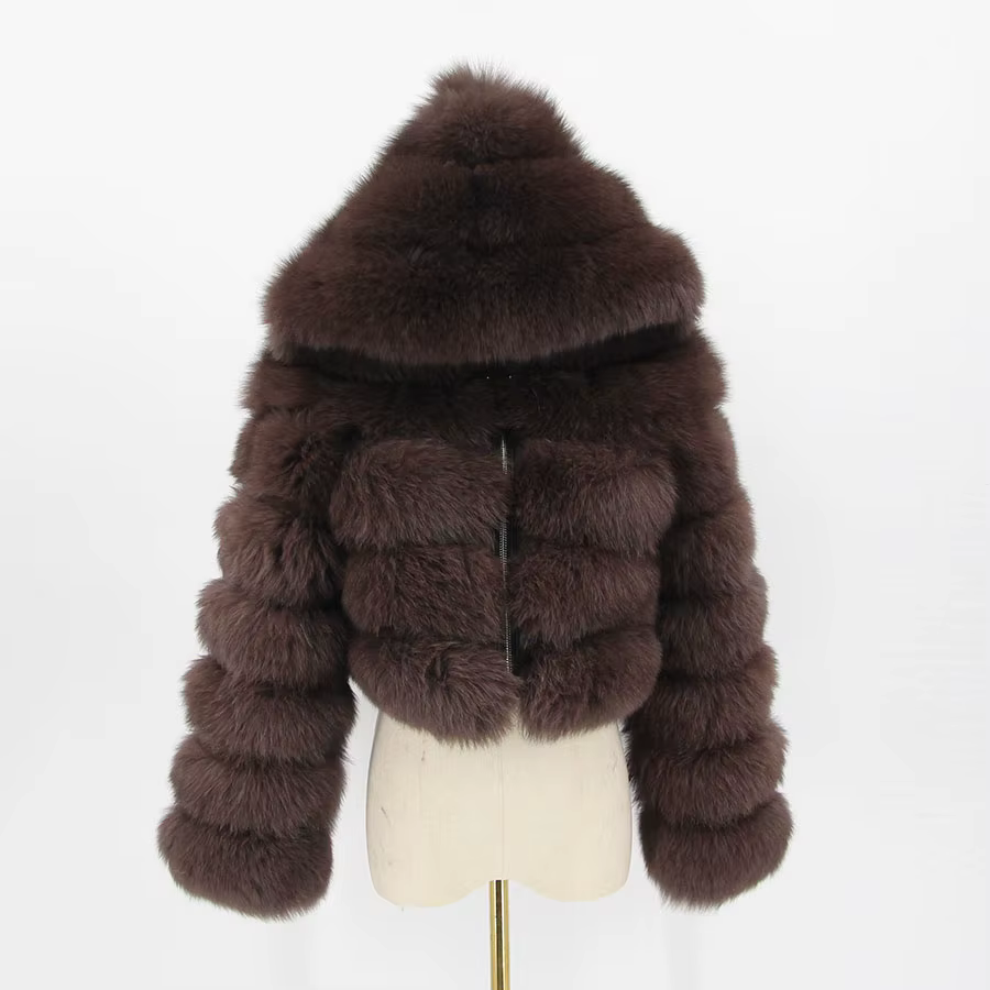 Real fox skin jacket women's winter short jacket (customizable) - WGLUVF