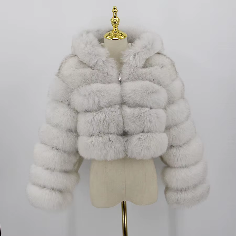 Real fox skin jacket women's winter short jacket (customizable) - WGLUVF