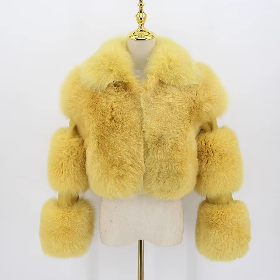 New genuine fox fur coat women's coat with cut sleeves design - WGLUVF
