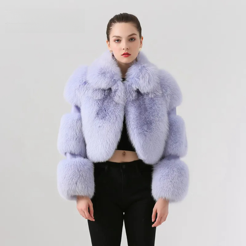 New genuine fox fur coat women's coat with cut sleeves design - WGLUVF
