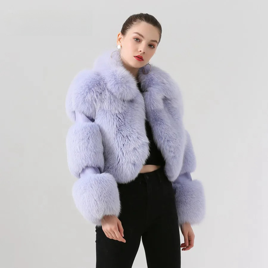 New genuine fox fur coat women's coat with cut sleeves design - WGLUVF