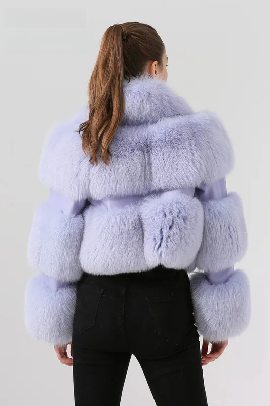 New genuine fox fur coat women's coat with cut sleeves design - WGLUVF