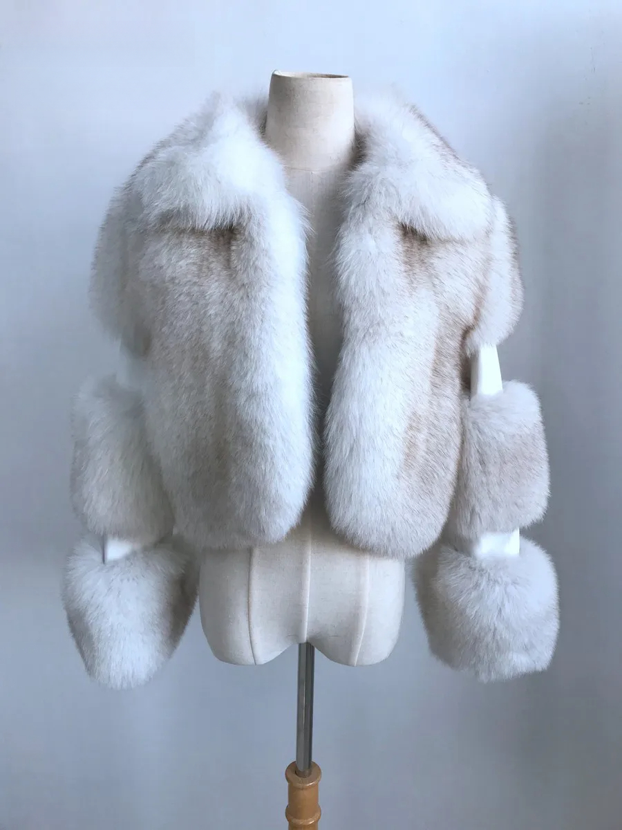 New genuine fox fur coat women's coat with cut sleeves design - WGLUVF