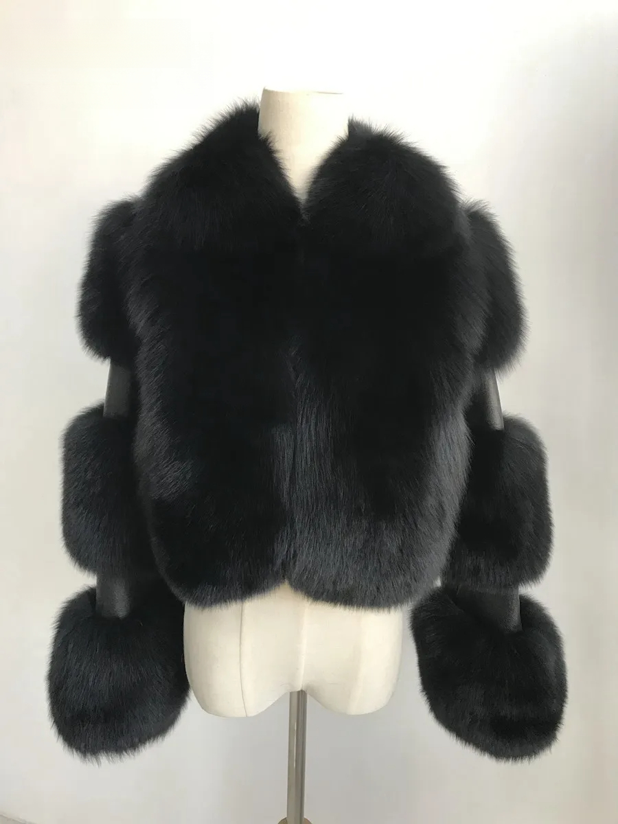New genuine fox fur coat women's coat with cut sleeves design - WGLUVF