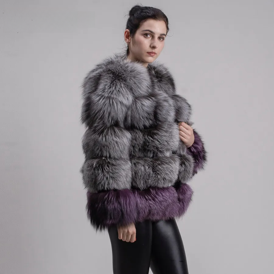 Horizontal fur coat in two colors - WGLUVF