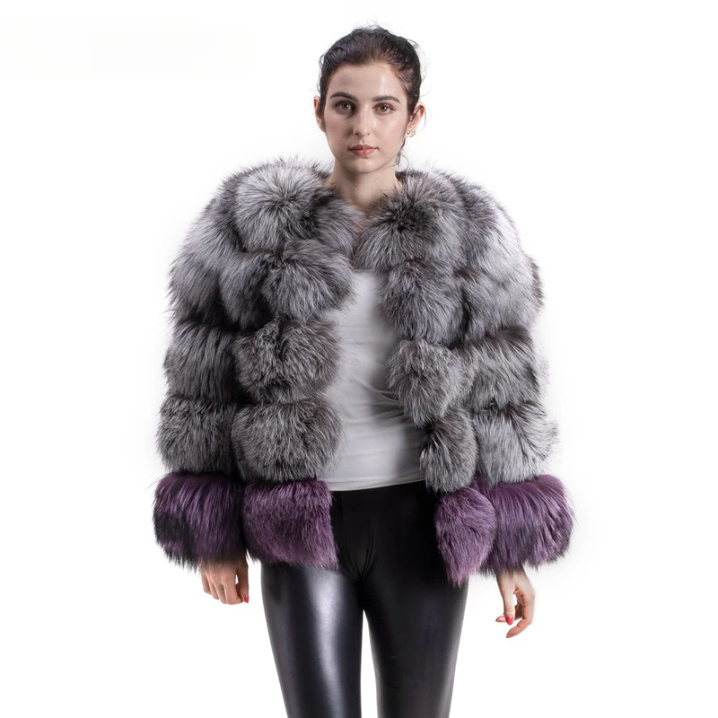 Horizontal fur coat in two colors - WGLUVF